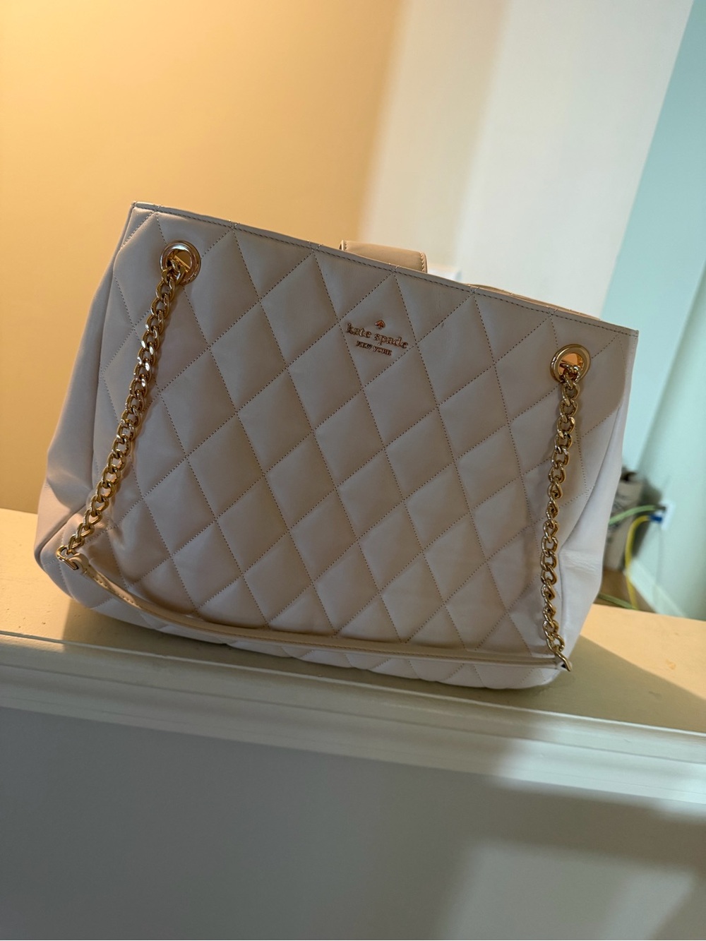 Kate Spade Quilted Chain-Handle Tote in Light Pink